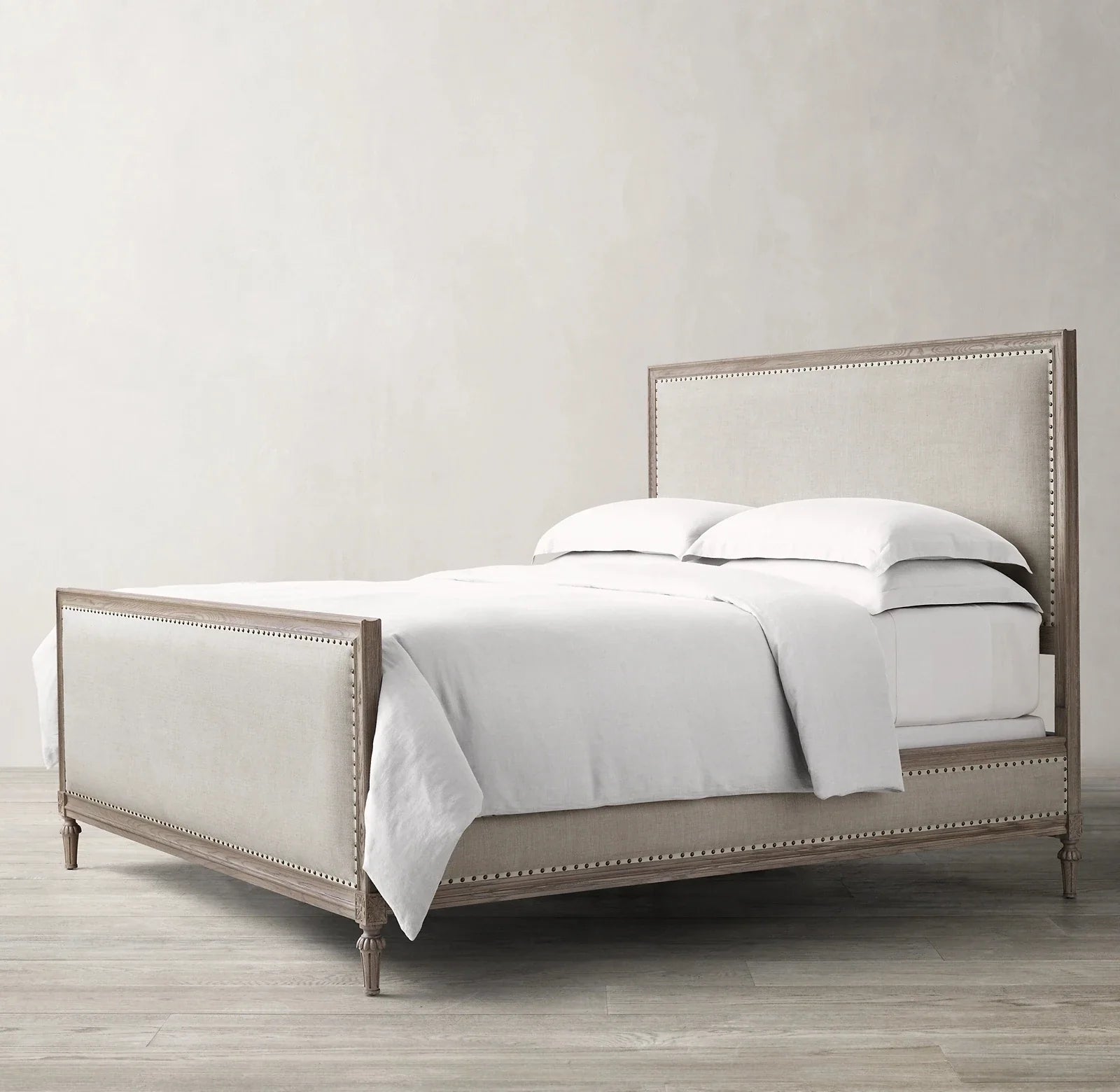 Upholstered Bed – French-style Solid Larch Wood American Retro Design