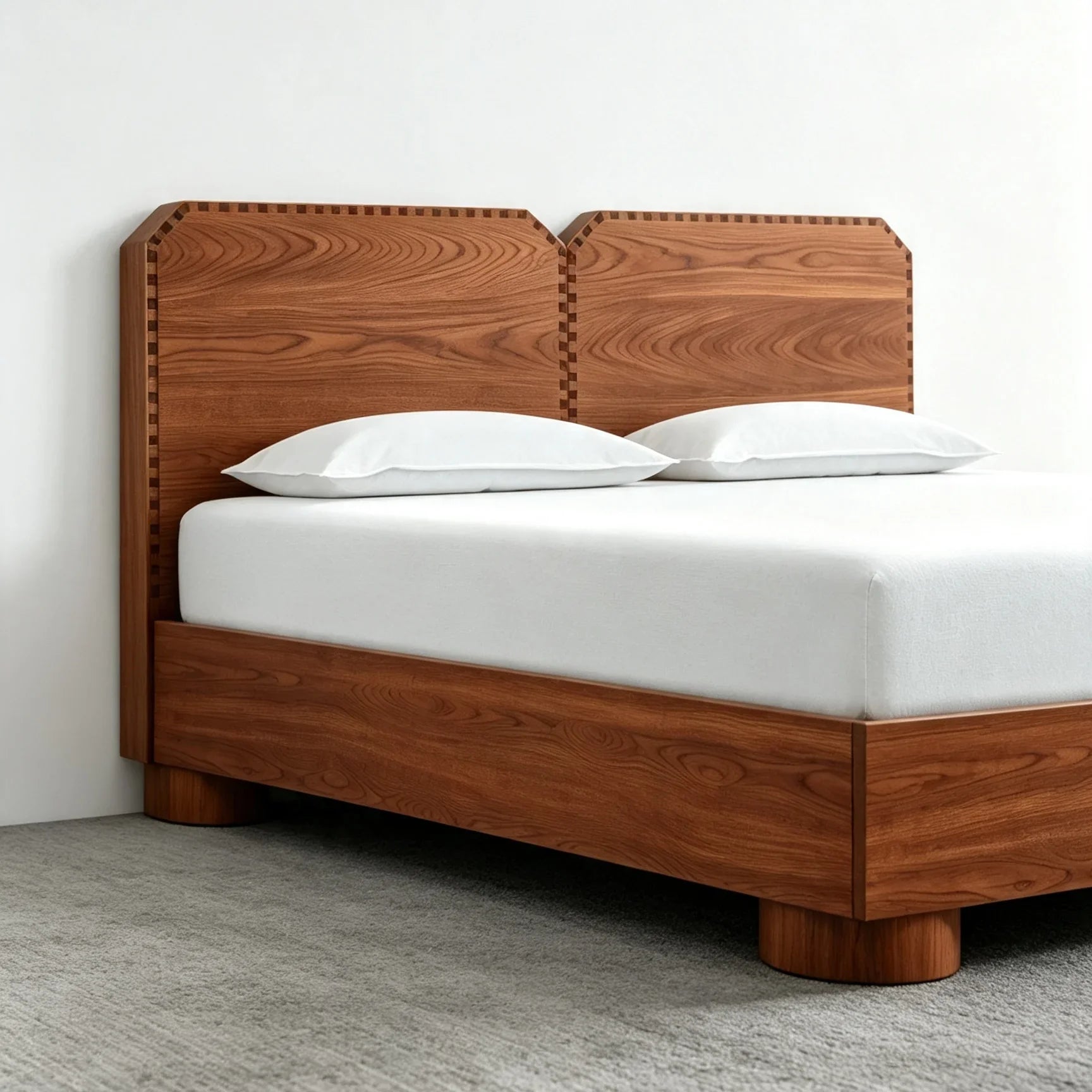 Midcentury Birch Platform Bed 59x79in – Artisan Timber Statement Piece | 22-930