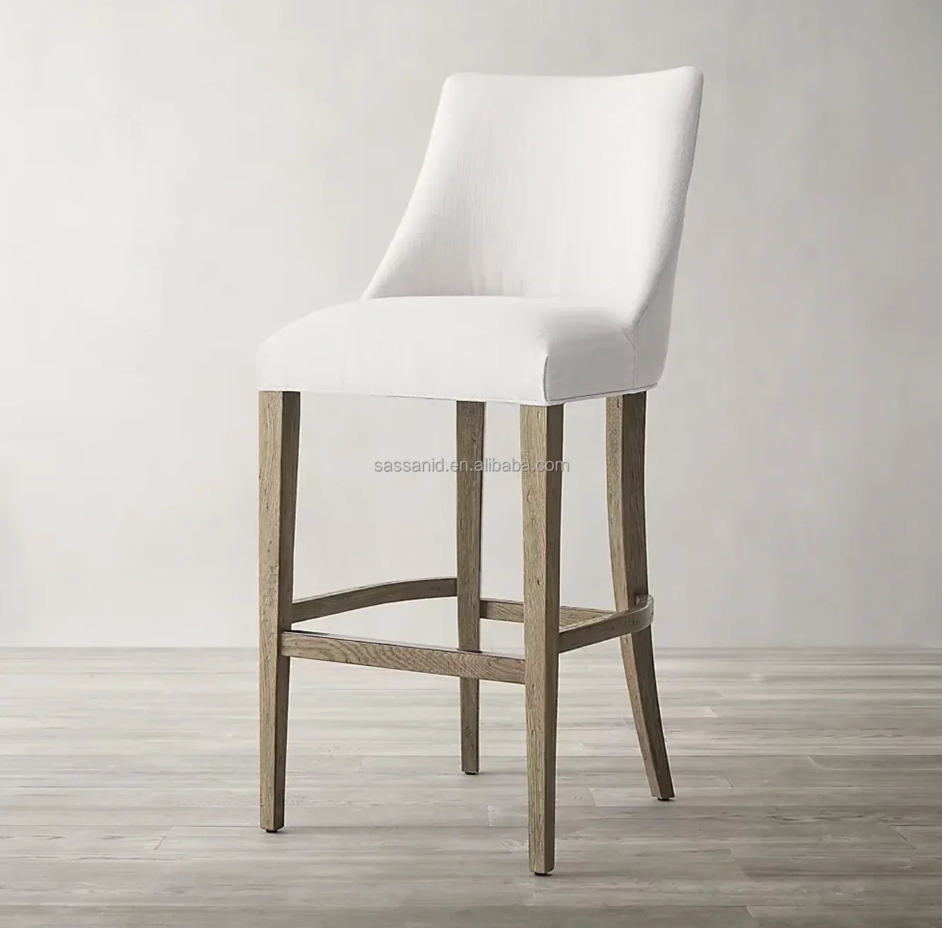 Ella Armless Bar & Counter Stool – Mid-Century Solid Oak Frame with Upholstered Seat