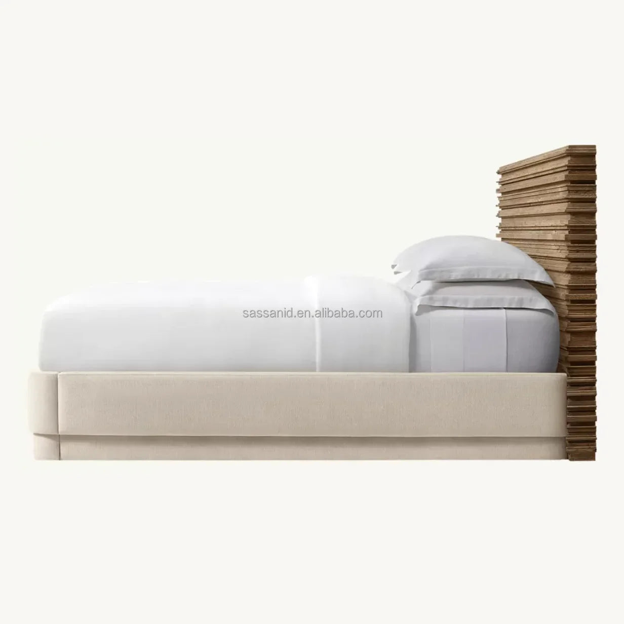 Neoclassical Swedish Panel Bed – Weathered Oak Modernist Statement Piece by Re Home