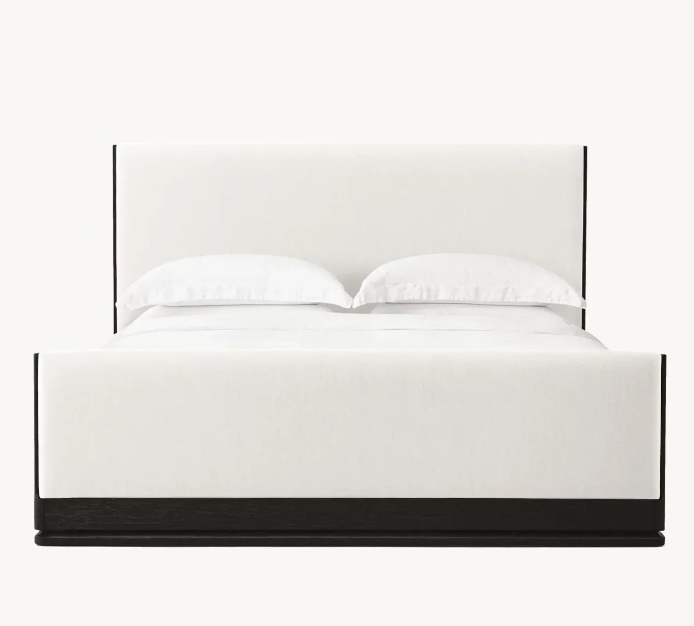Upholstered Panel Bed – Sculptural Platform – Brushed Oak