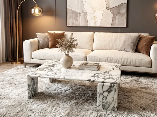 Luxury Square Natural Marble Coffee Table Modern Italian Style for Villa