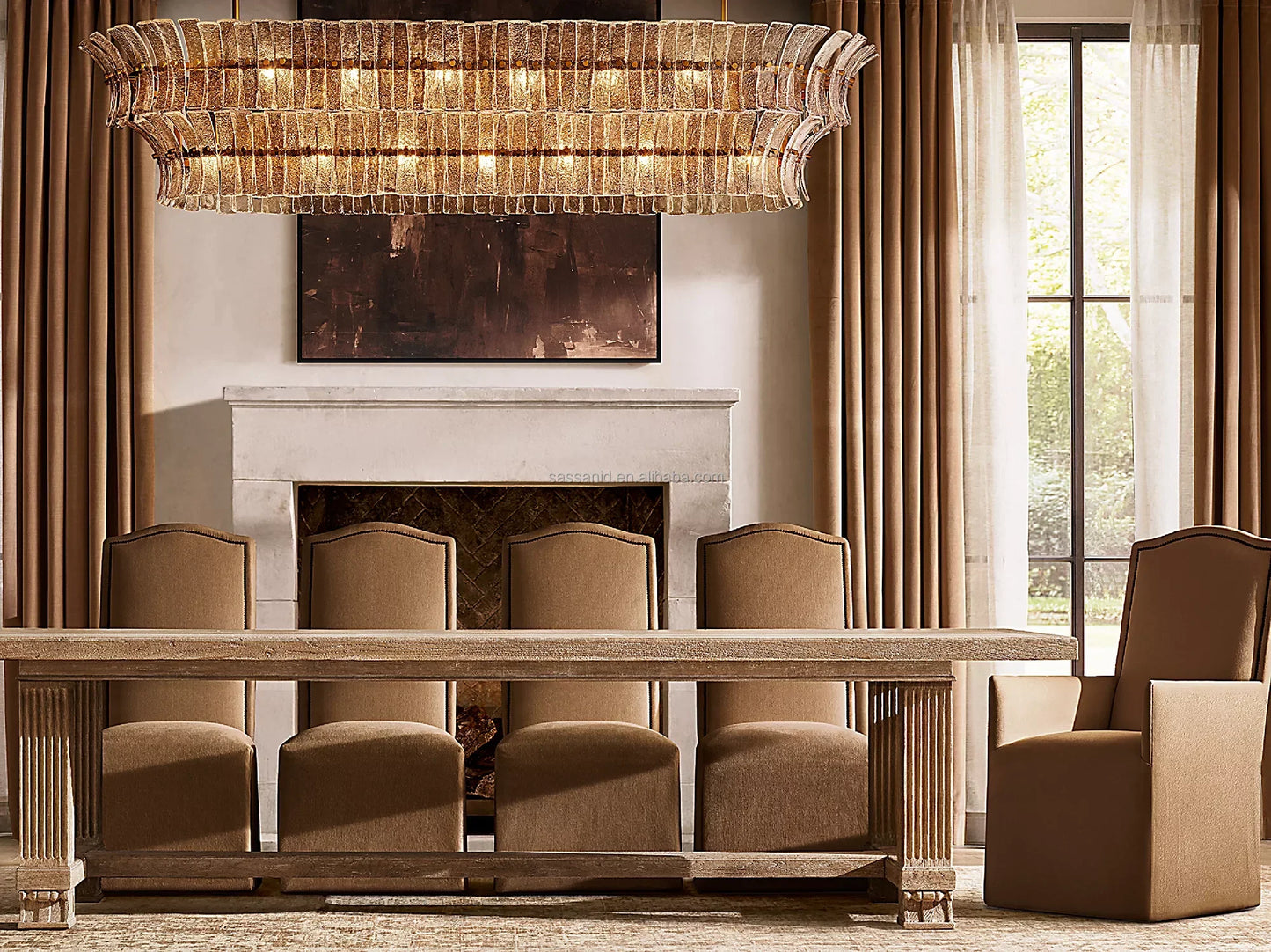 Rectangular Dining Table – Sculptural Shagreen and Aged Oak Mayfair Luxury Piece