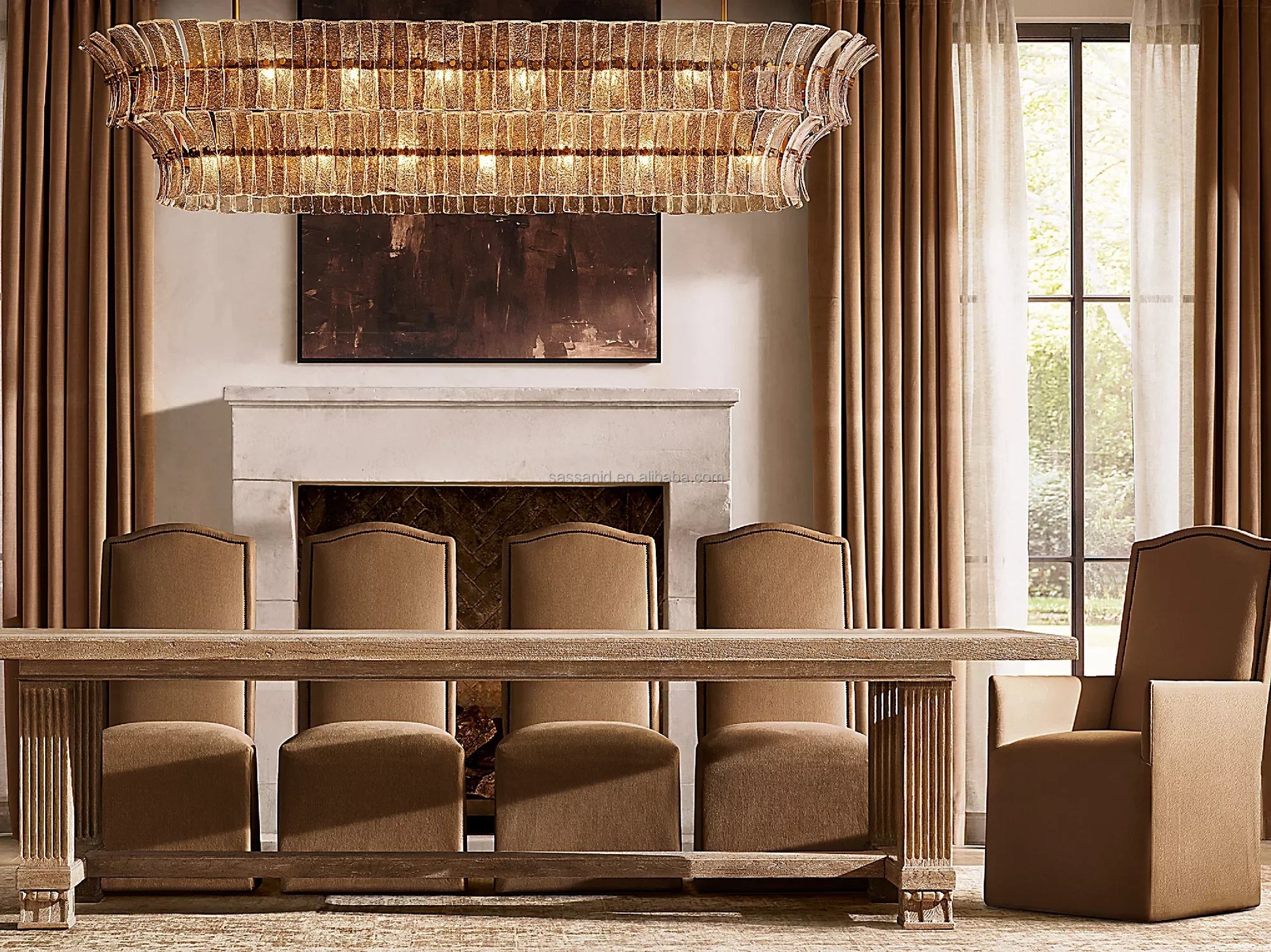 Rectangular Dining Table – Sculptural Shagreen and Aged Oak Mayfair Luxury Piece