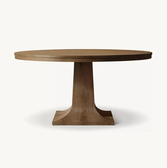 Delphine Round Extendable Dining Table – Gustavian Oak Statement Piece