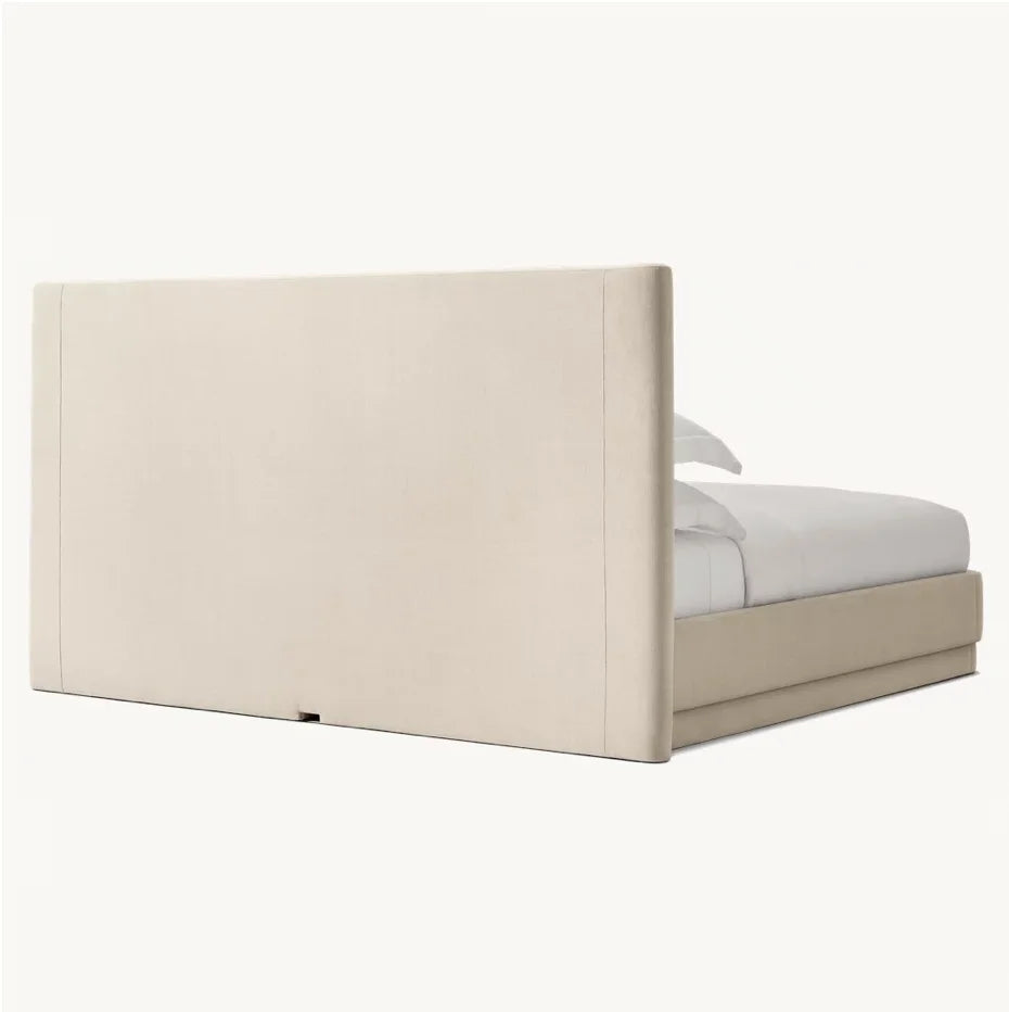 Dalia Upholstered Panel Bed – American White Oak Mid-Century Modern Statement Piece
