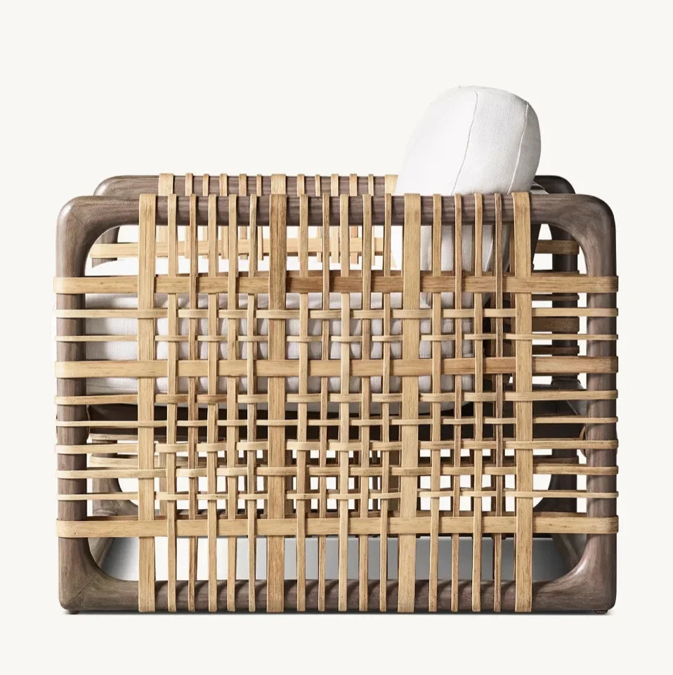 French Art Deco Lounge Chair – Mahogany and Rattan Statement Piece