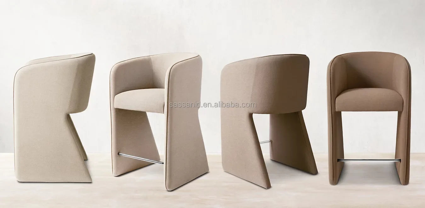 Bar & Counter Stool – Hand-upholstered Leo Fabric – Belgian Design Statement Piece