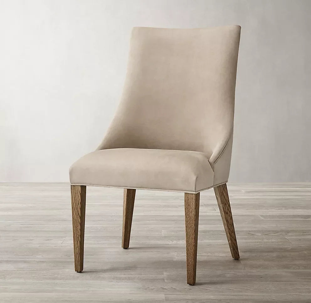 Mid-Century Leather Dining Chair – Solid Oak Geometric Statement Piece