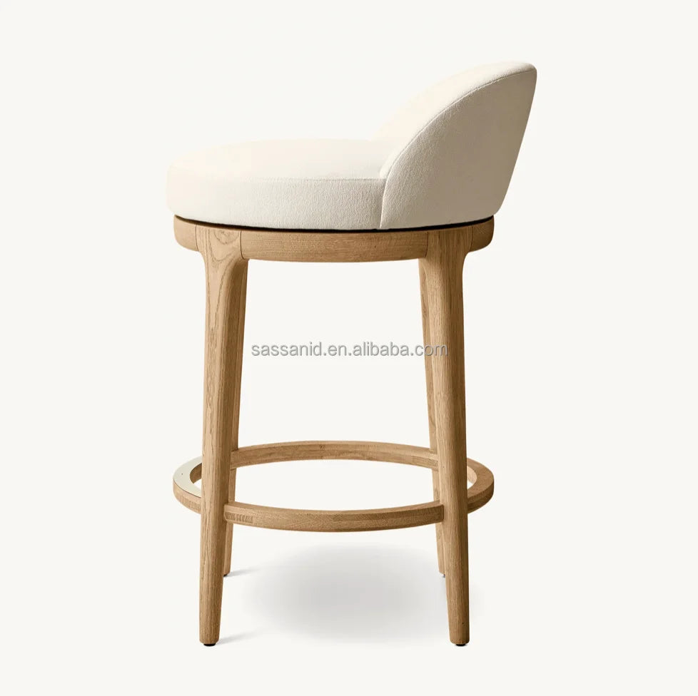 Midcentury Swivel Bar Stool – Solid Oak Minimalist European Design Statement Piece