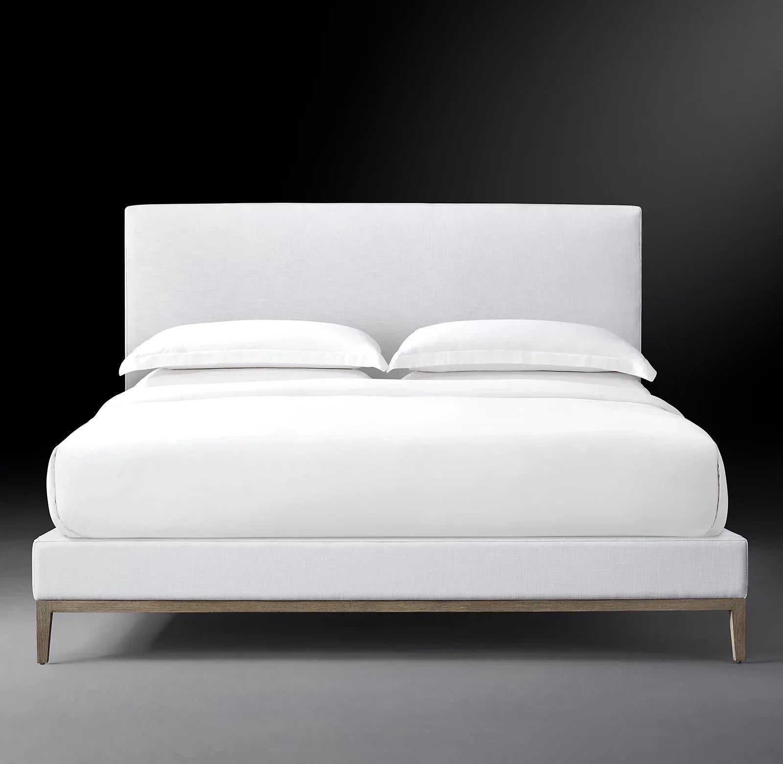 Italian Modernist Platform Bed – Winged Fabric Panel with Oak Base | 1600356053025