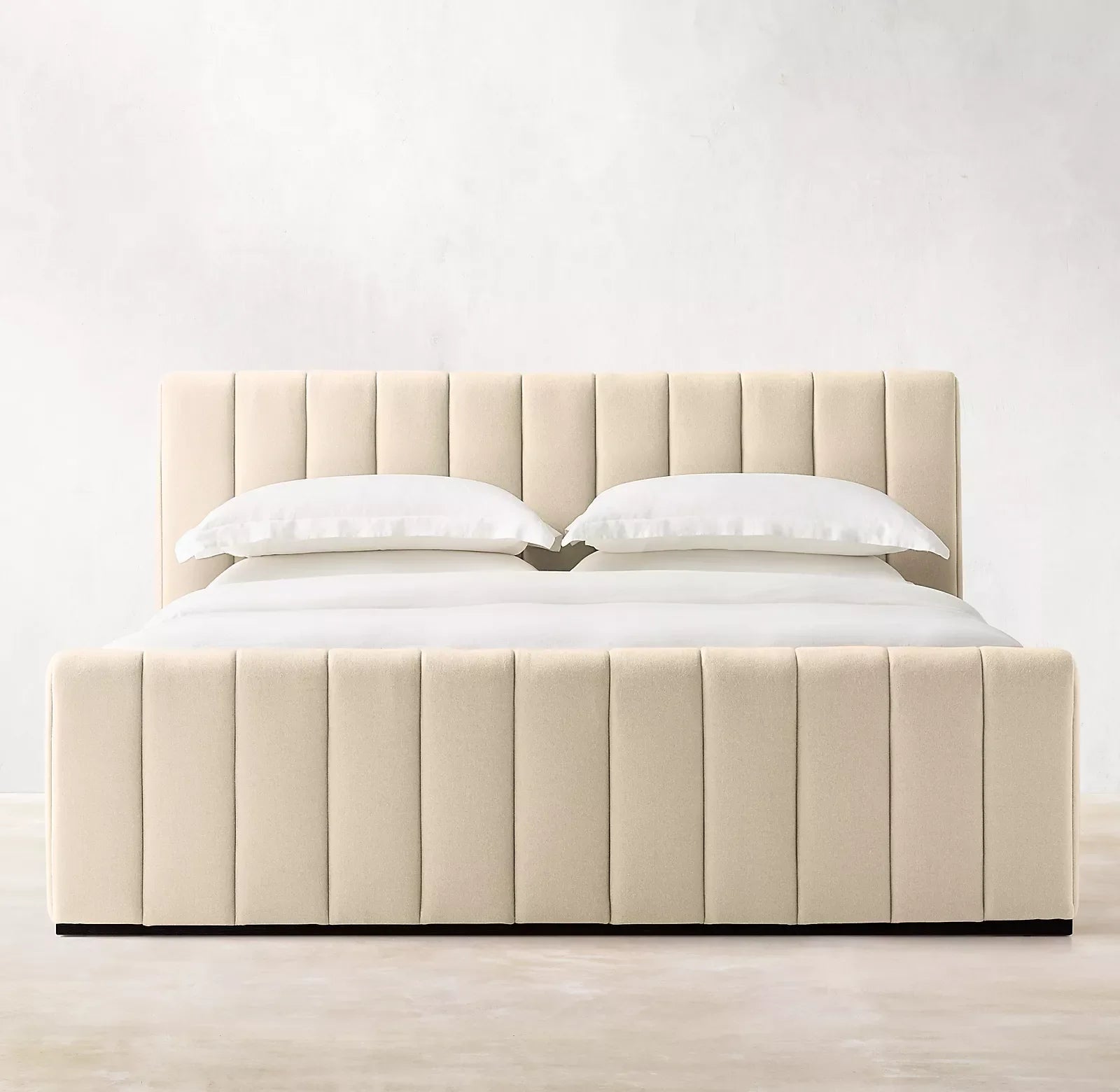 Contemporary American Luxury Platform Bed – Channeled Panel Berkshire Leather Statement Piece