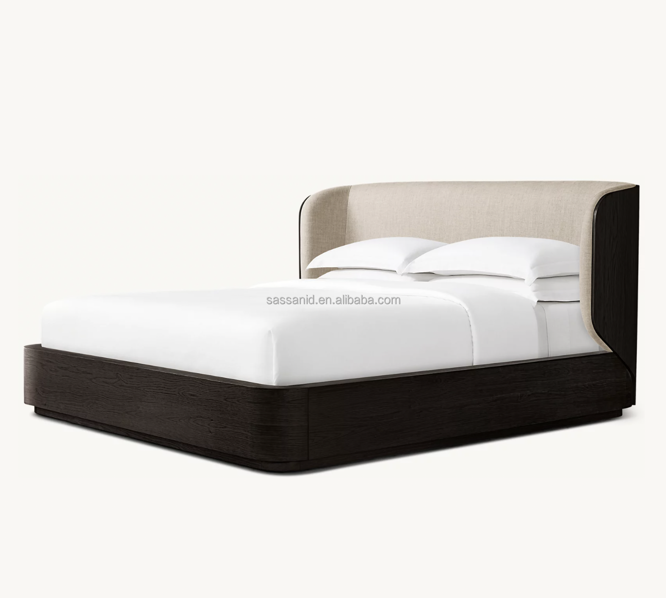 Platform Bed – Sculptural Shelter Design – Oak and Upholstery – Luxury Minimalist
