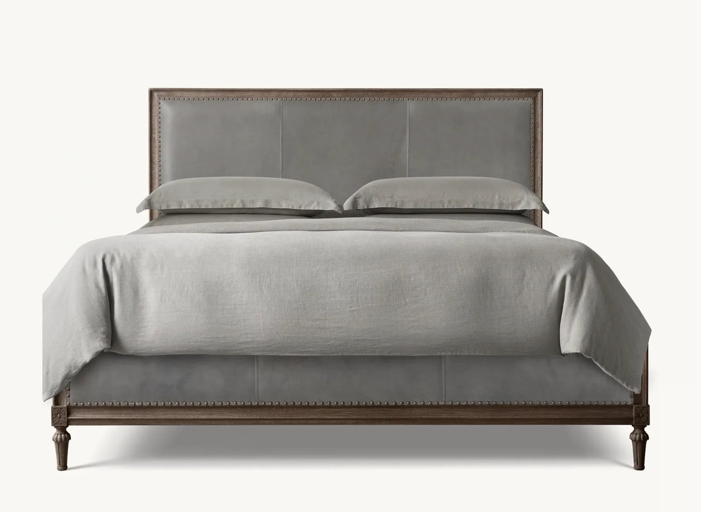 Leather Panel Bed – Tufted Headboard in Antiqued Oak by Re Home | 1601313095442
