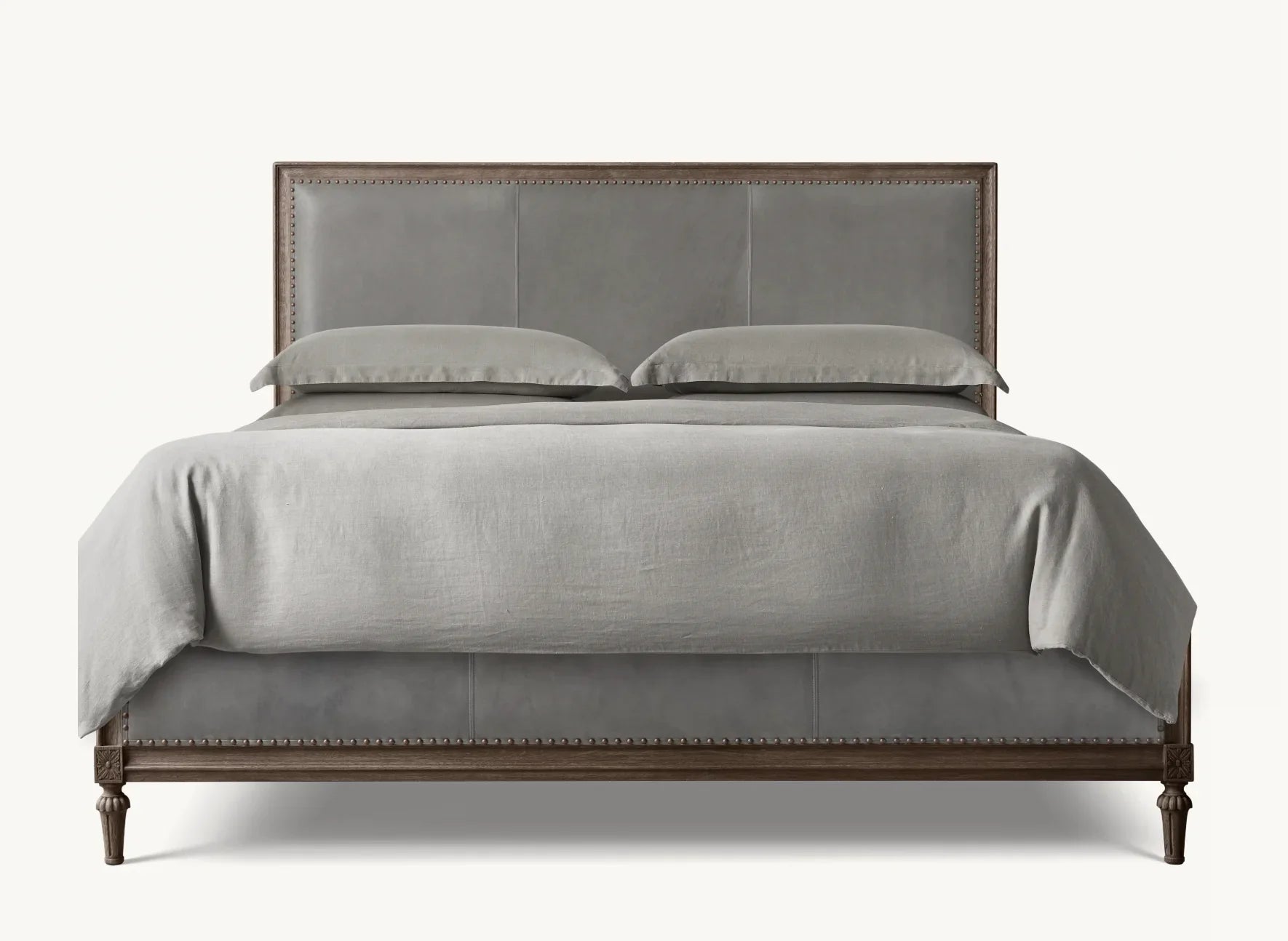 Leather Panel Bed – Tufted Headboard in Antiqued Oak by Re Home | 1601313095442
