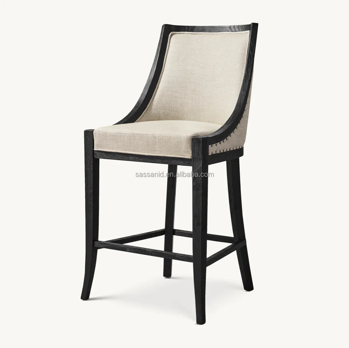 French Empire Bar & Counter Stool – Solid Oak Geometric Statement Piece