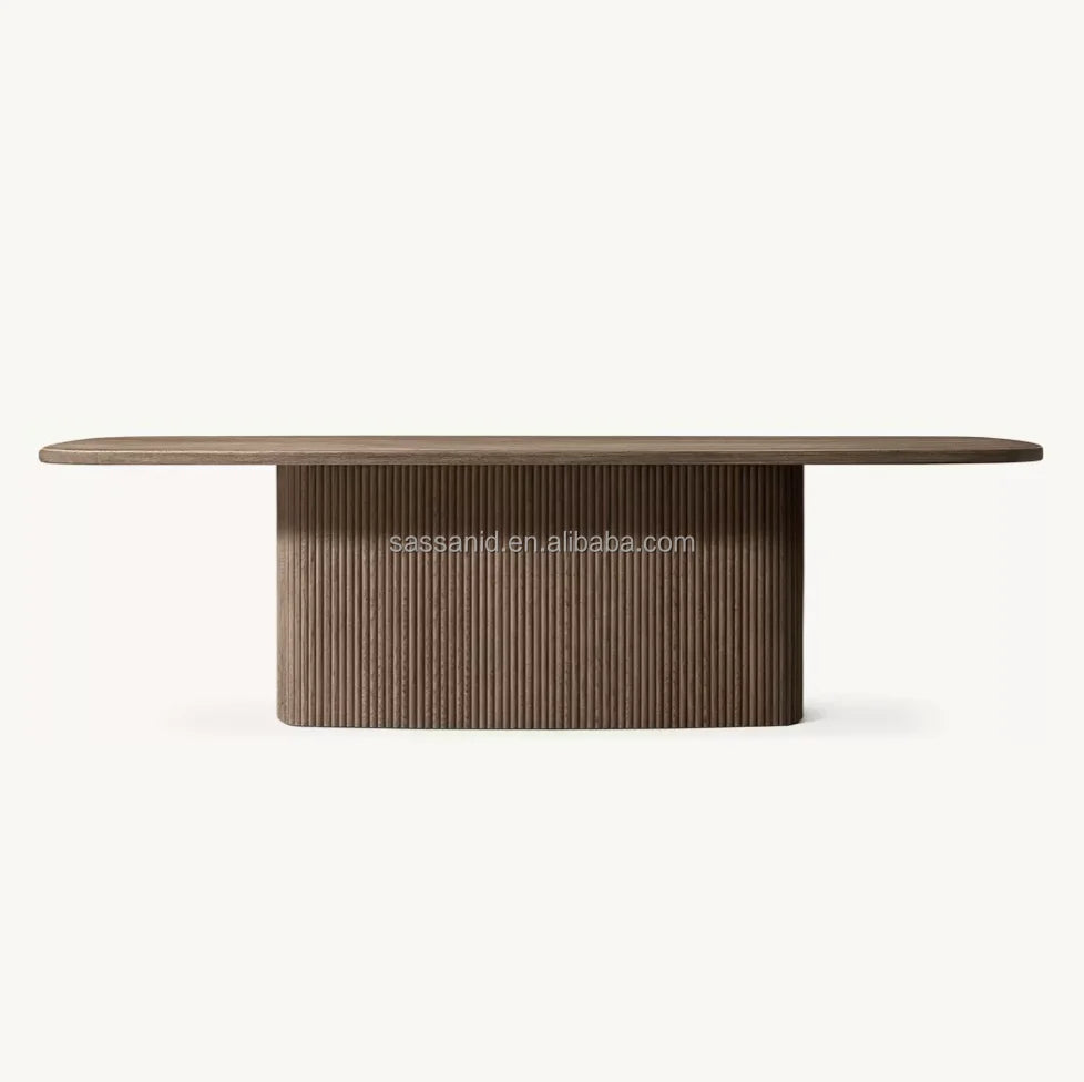 Italian Designer Dining Table – Wire-Brushed Solid Oak Rectangular Statement Piece