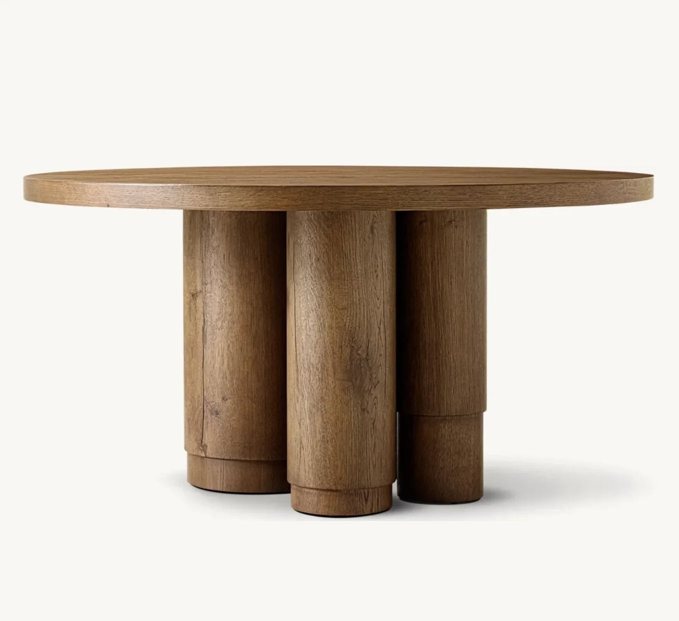 Round Dining Table – French Style Solid Oak Brushed Statement Piece