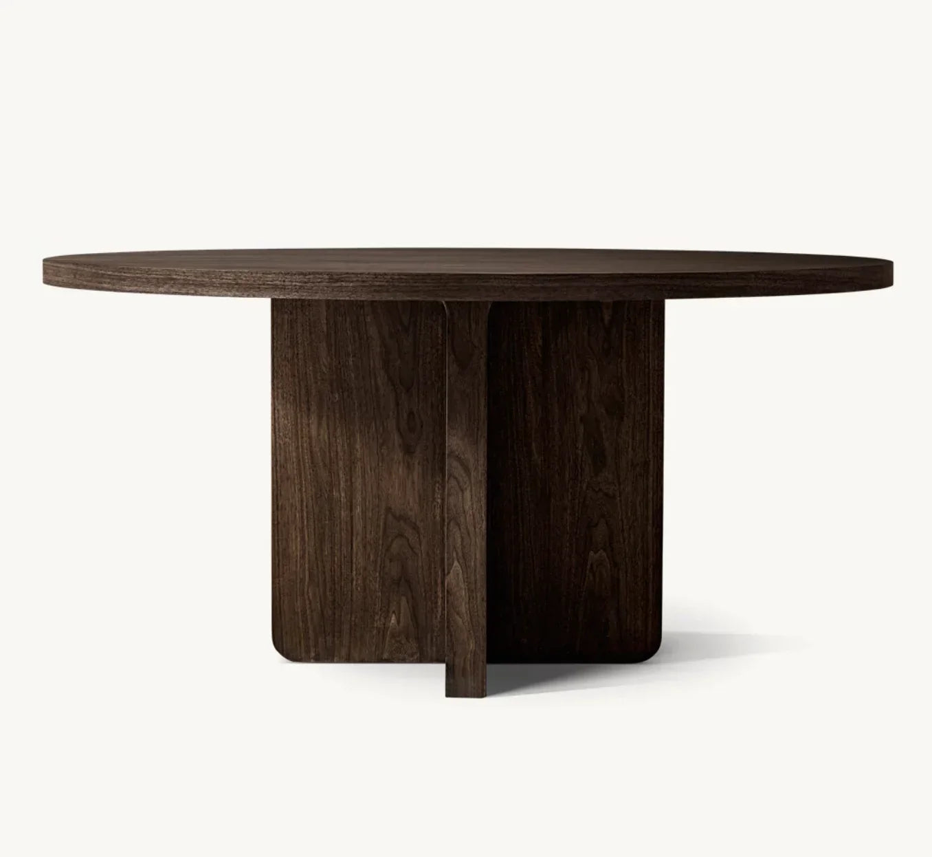 Round Dining Table Mid-Century European Design Walnut Santiago Statement Piece