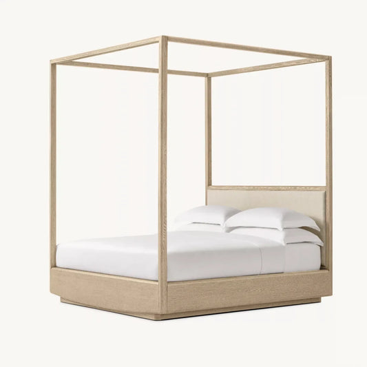 Dalia Canopy Bed – Sculptural American White Oak Platform Bed