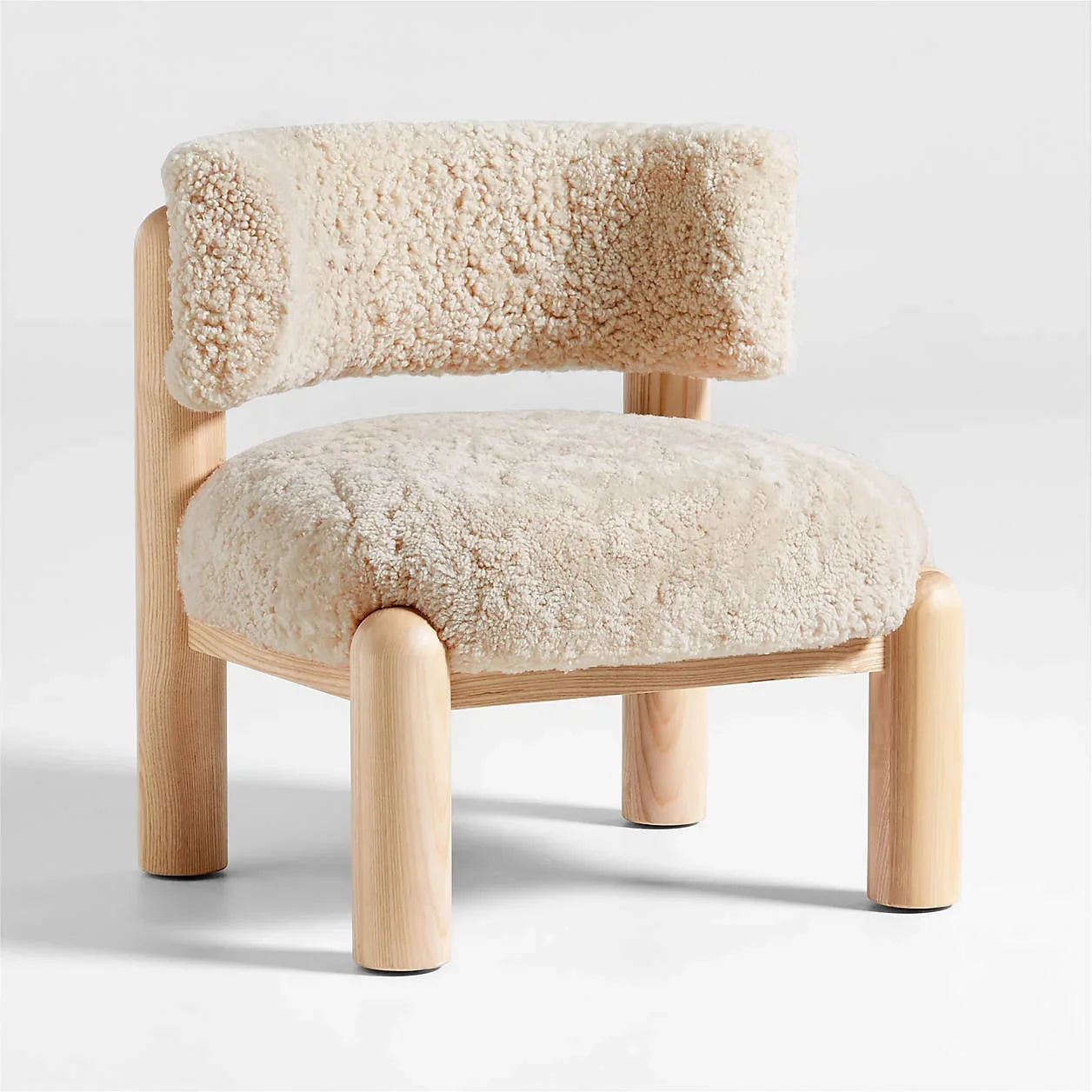 Harper Shearling Accent Chair – Modern Oak Frame Statement Piece