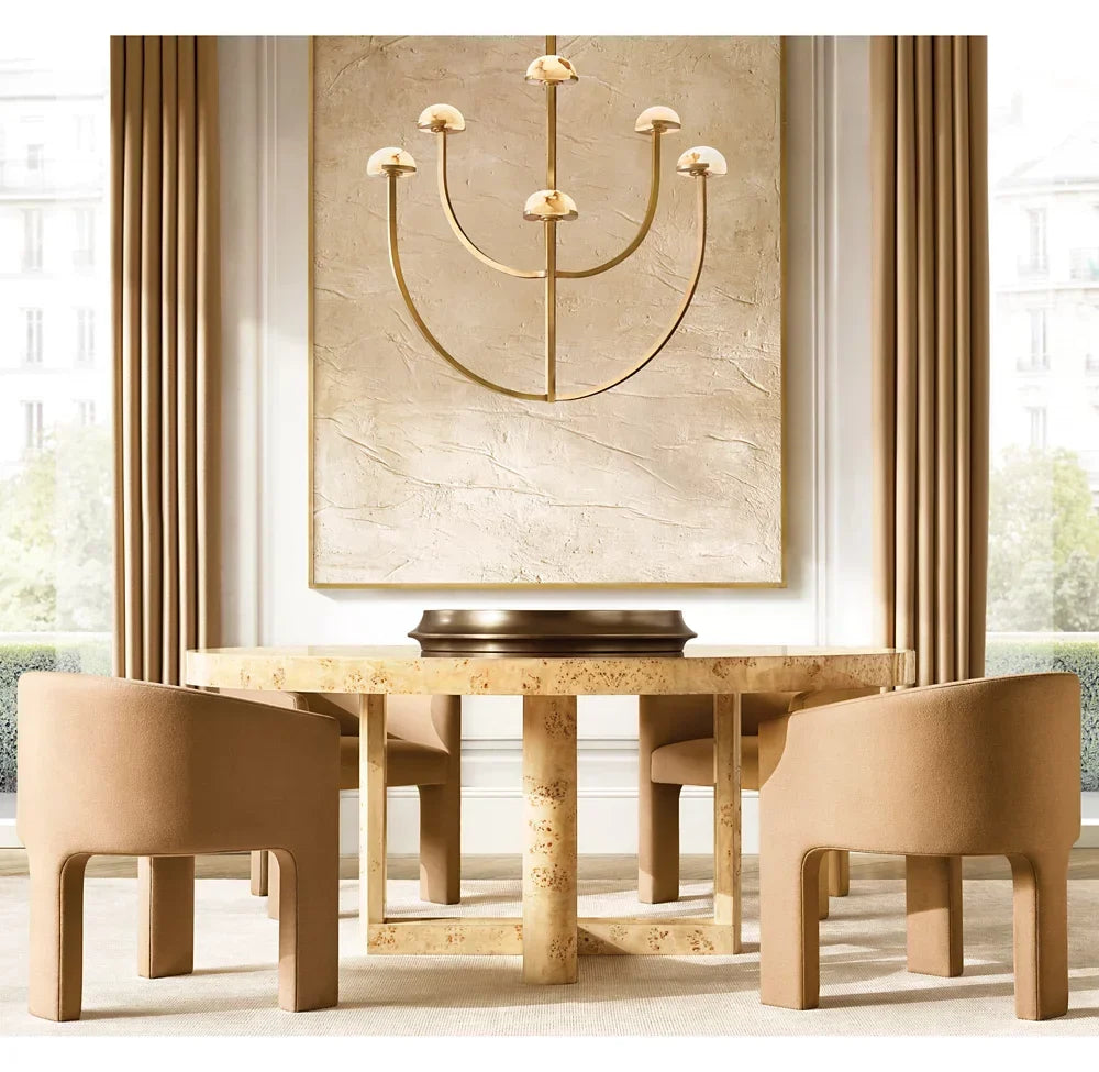 Round Dining Table – Geometric Postmodern – Burl Wood – Luxury Piece