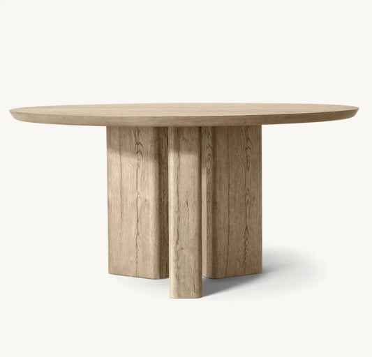 Round Dining Table – Contemporary French Rustic Oak Brioni Statement | 1601229820029