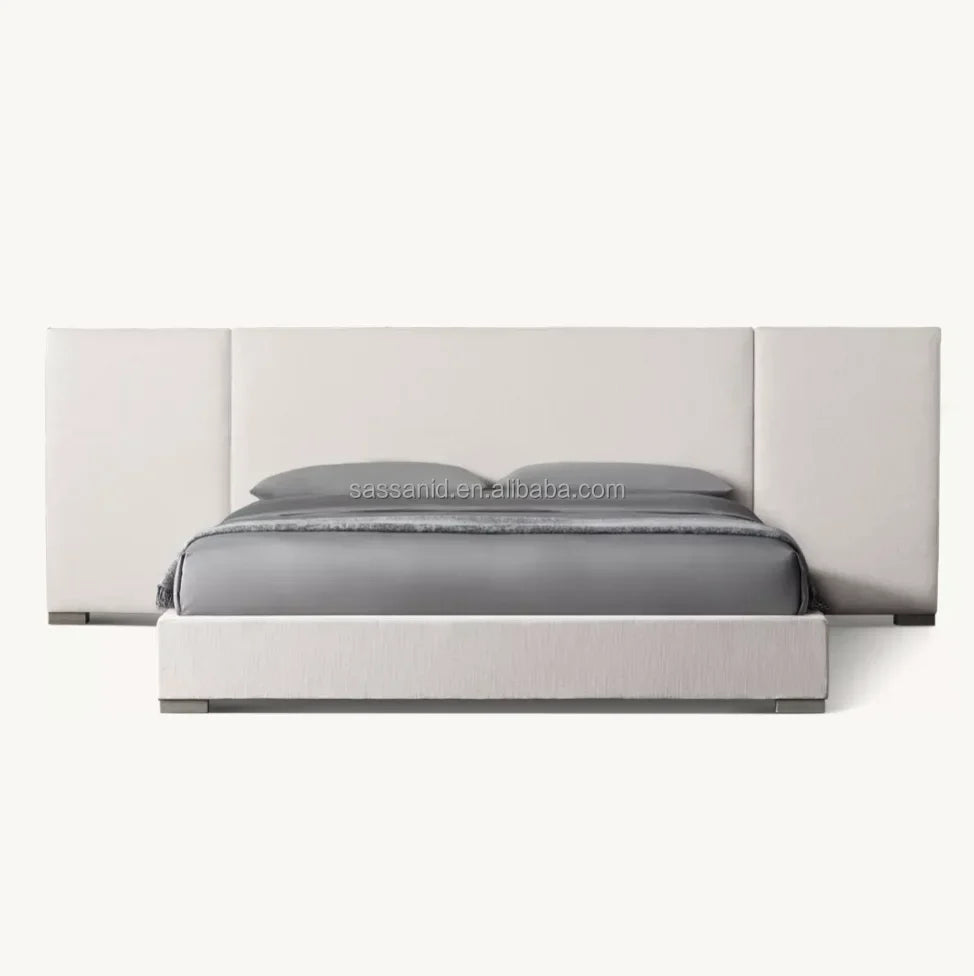 Modena Fabric Extended Panel Bed – European Design Upholstered Sculptural Statement Piece