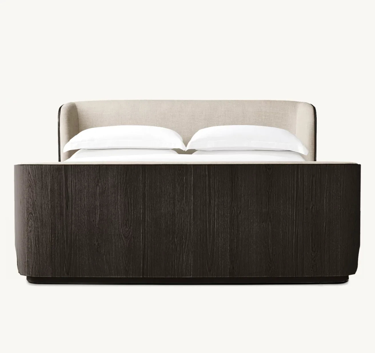 Shelter Bed with Upholstered Headboard – Brushed Oak Modernist Statement Piece