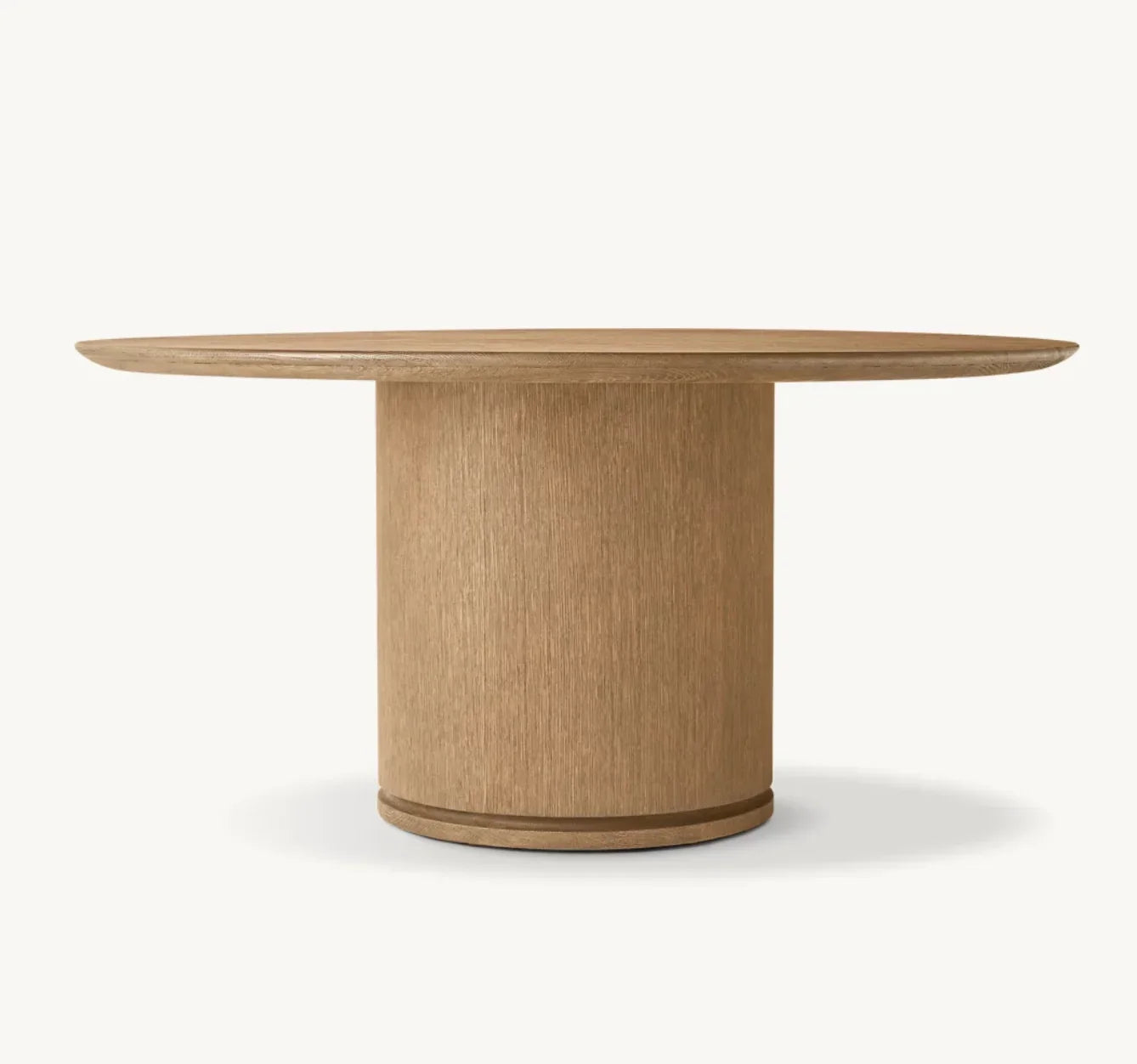 Round Dining Table 60" – Mid-Century Brushed Oak – Solid Wood | 1600934229981