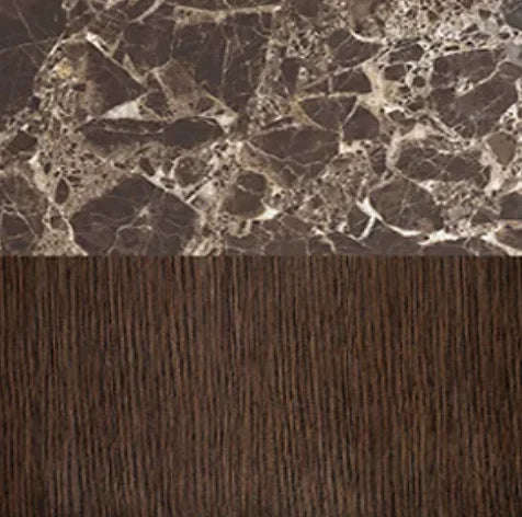 Round Dining Table, Emperador Marble and Brushed Oak – Mid-Century Statement Piece