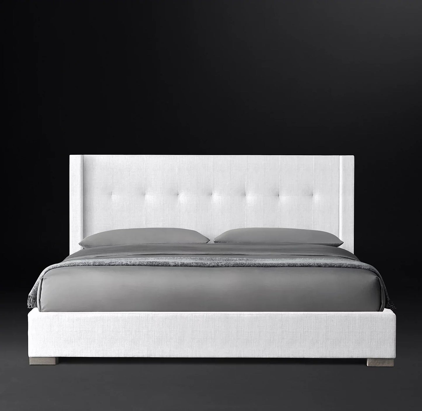 Modernist Shelter Platform Bed – Luxury Oak and Fabric Statement Piece