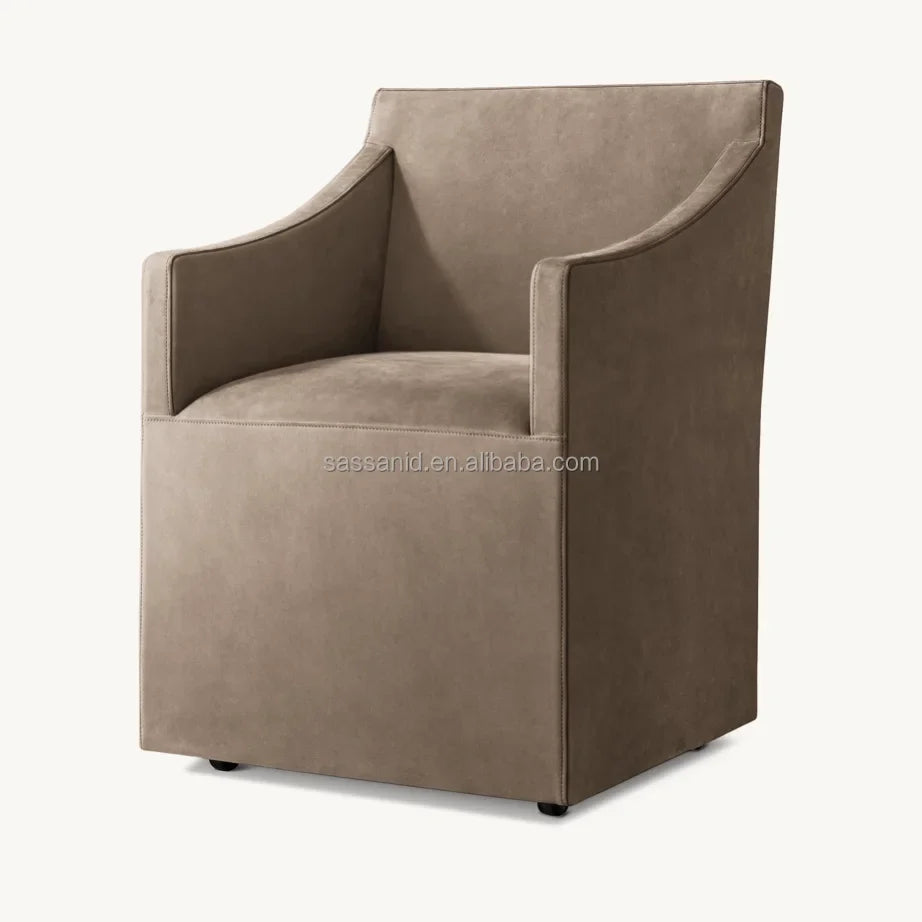 Ellison Slope Arm Dining Armchair – Leather and Solid Wood Modern Chair