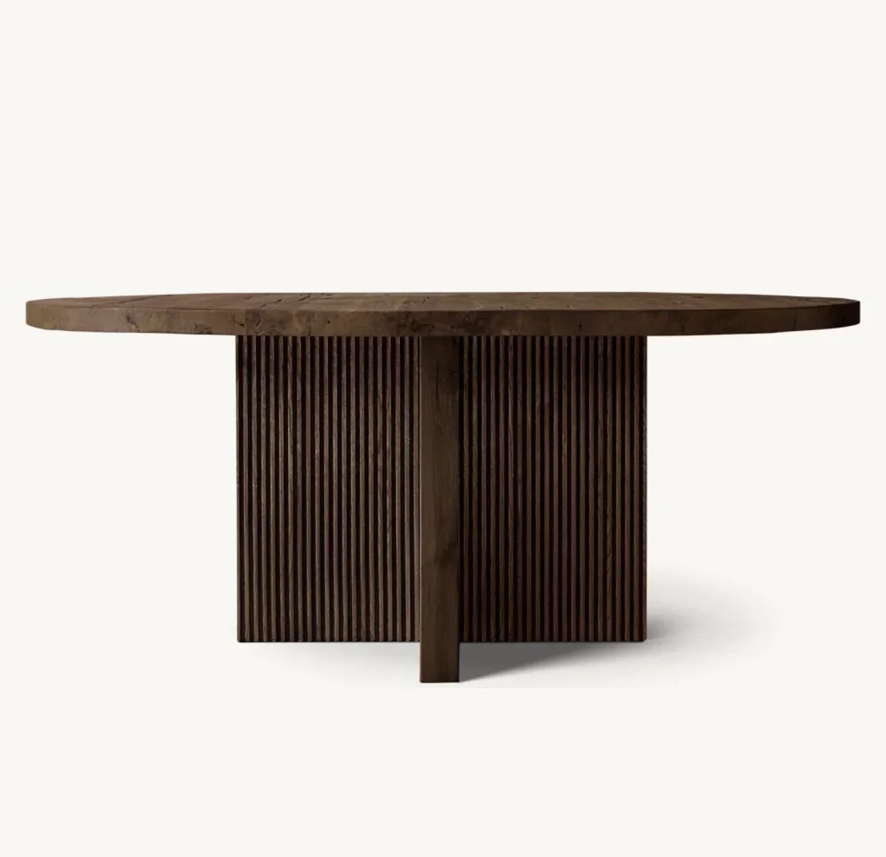 Reeded Round Dining Table – Reclaimed Oak Statement Piece | 1601237700164