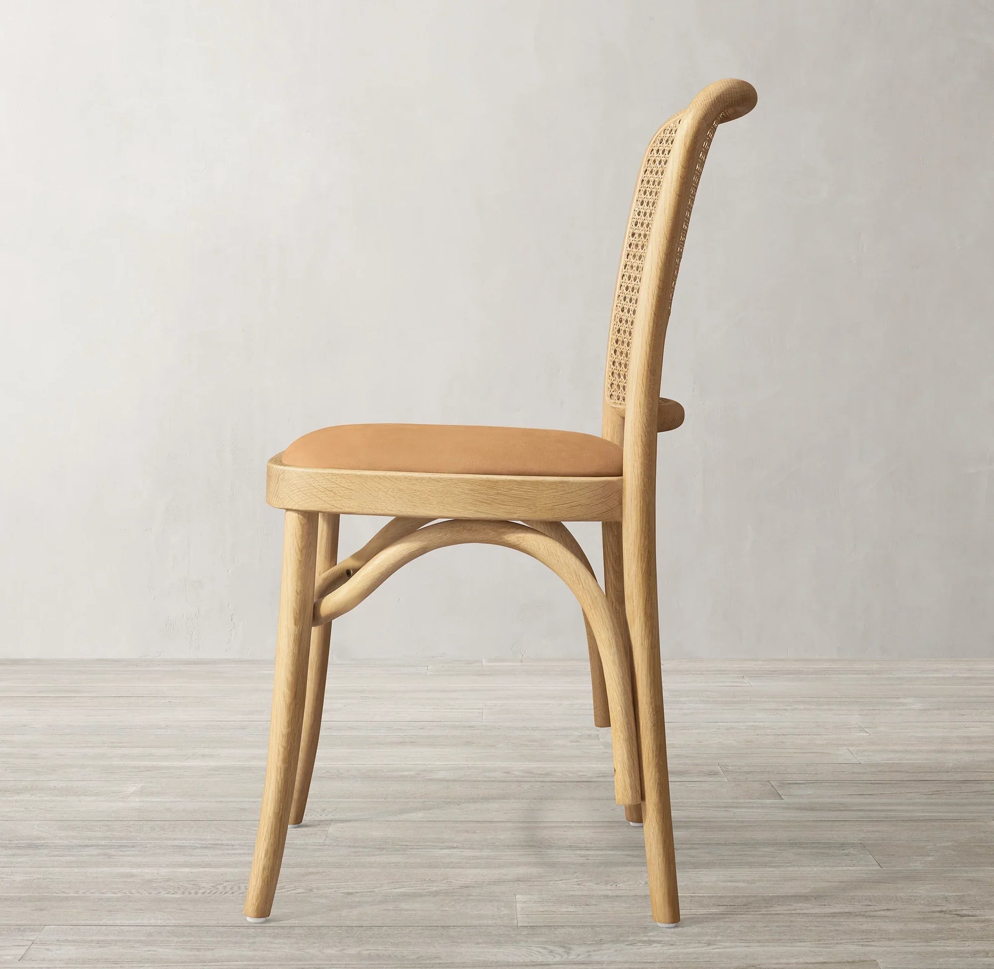 Juliette Cane Back Dining Side Chair – Solid Oak and Leather Mid-Century Design