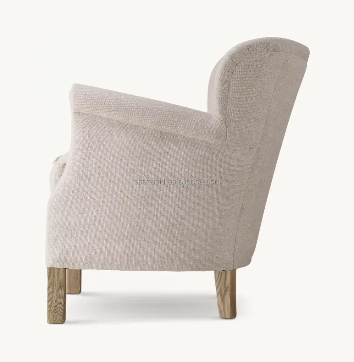 Danish Modern Accent Chair – Linen & Oak Statement Piece