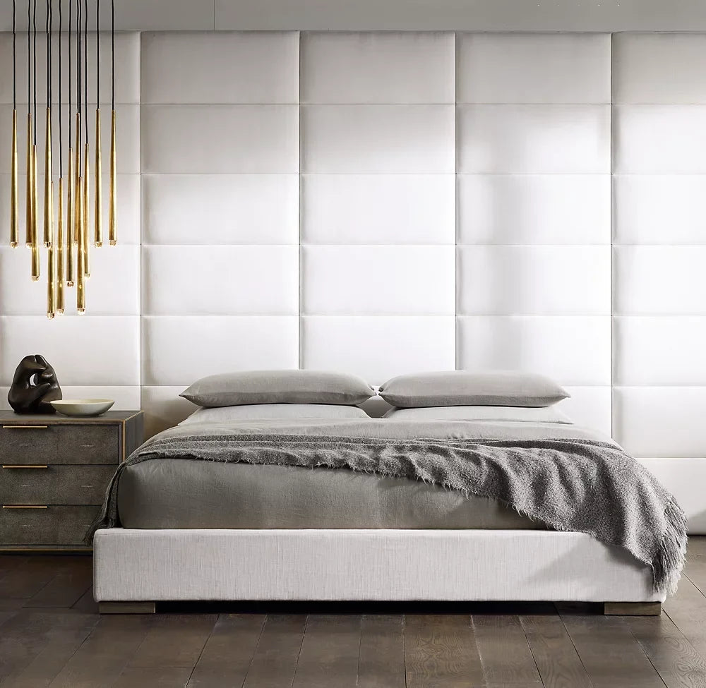 Sassanid Extended Panel Platform Bed – Luxury Fabric Upholstered Statement Piece