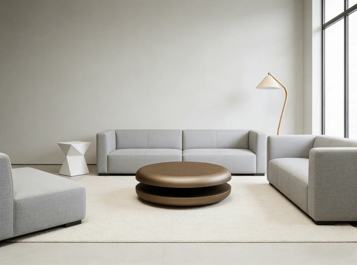 Modern Minimalist Round Brass Metal Coffee Table Elegant Luxury Italian Style for Villa