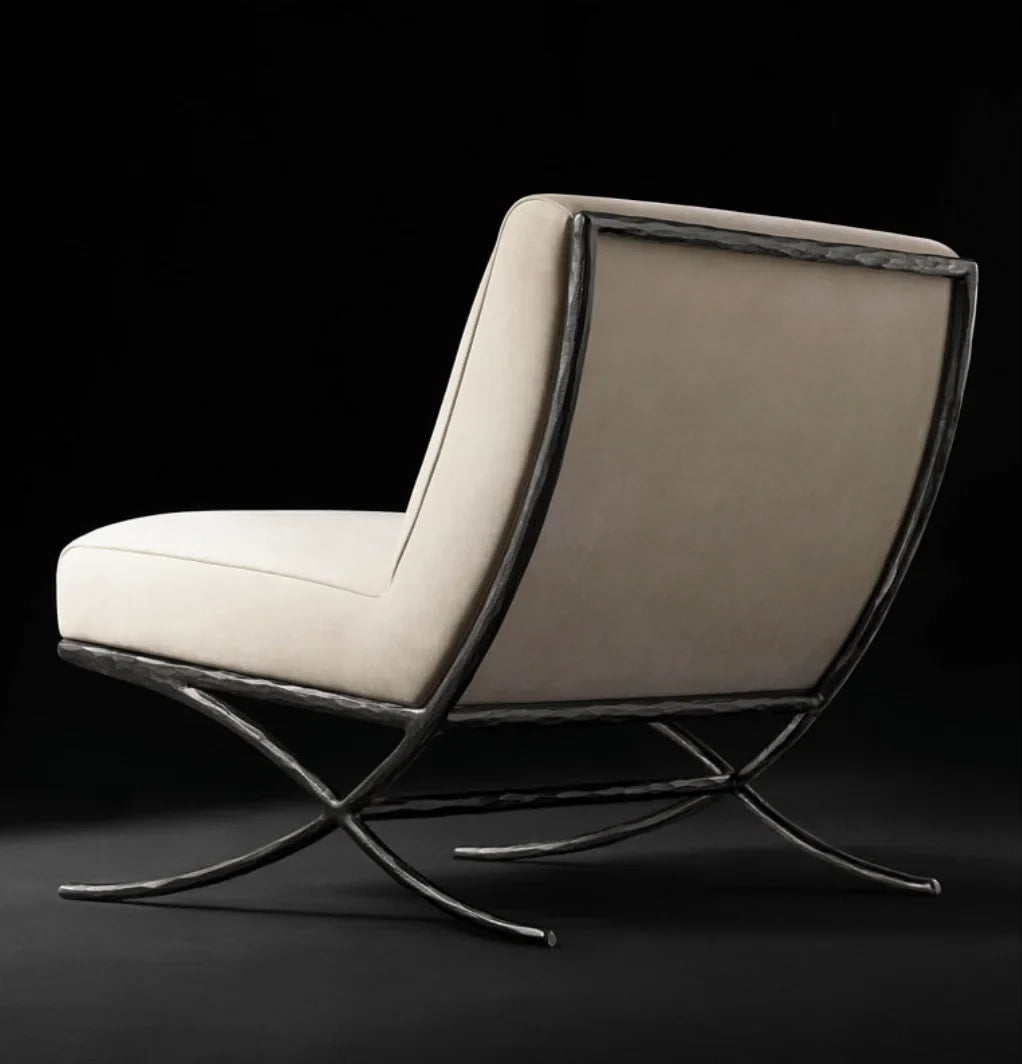 Slipper Chair – Geometric X-Base – Solid Oak and Steel – Artisan Midcentury Modern