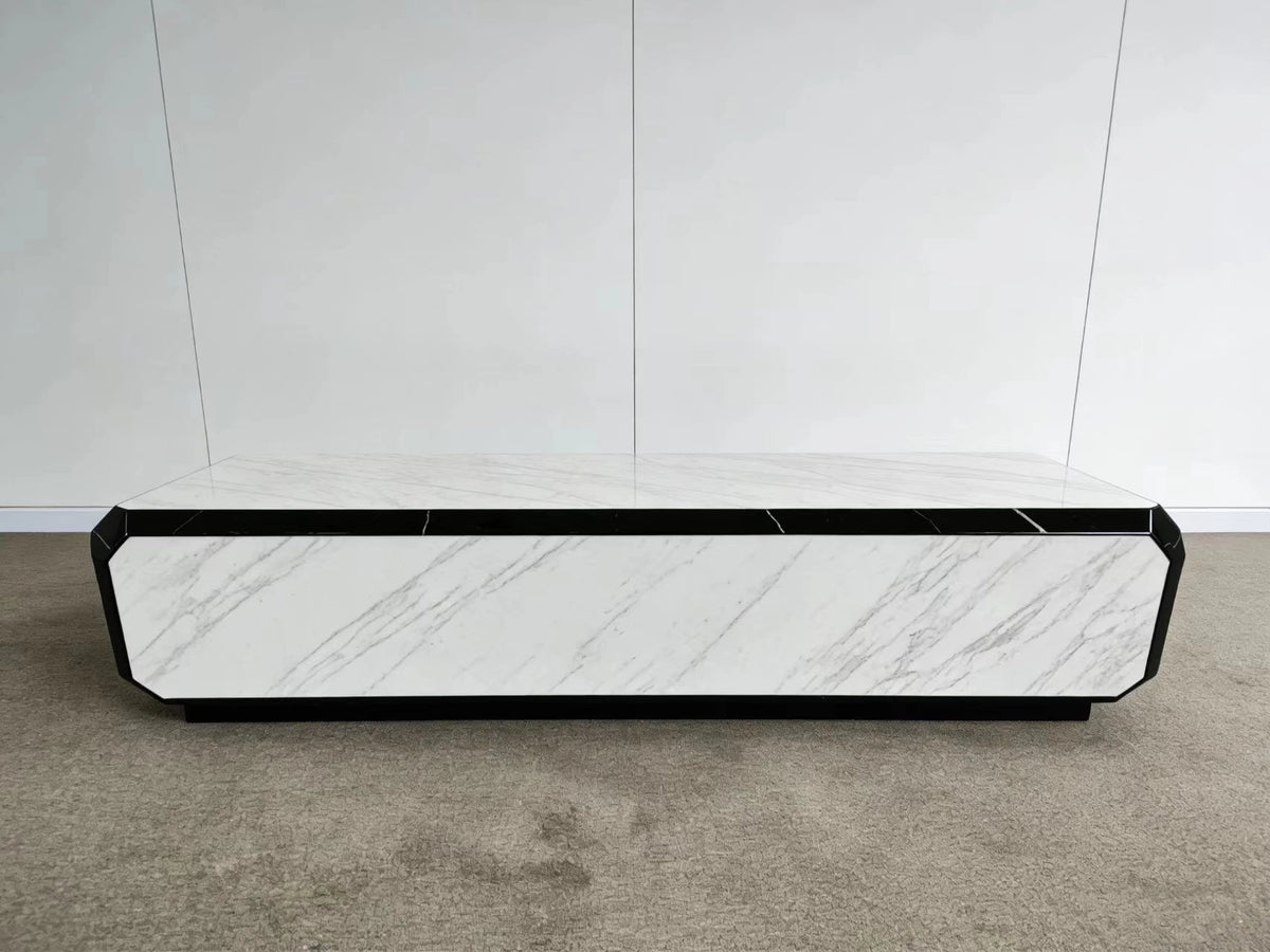 Luxury Carrara White Marble Coffee Table Modern Italian Style for Villa