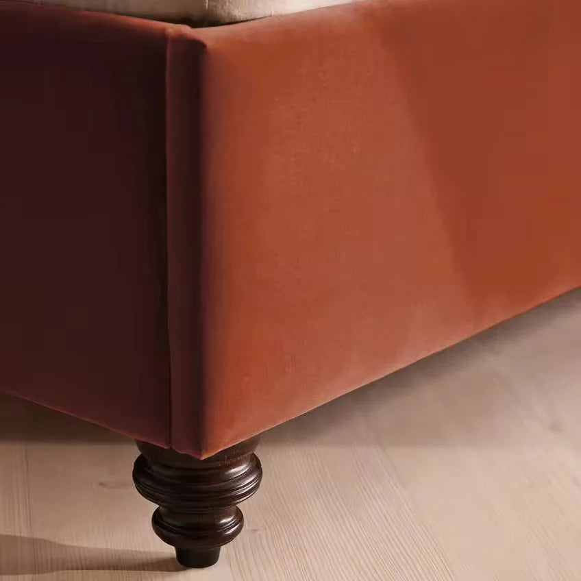 Upholstered Bed – High Back Velvet French Vintage Statement Piece
