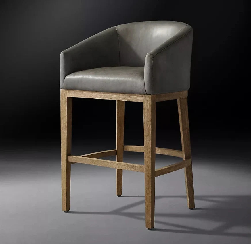Morgan Barrelback Bar Stool – Slope Arm Leather Oak Mid-Century | 1601053923370