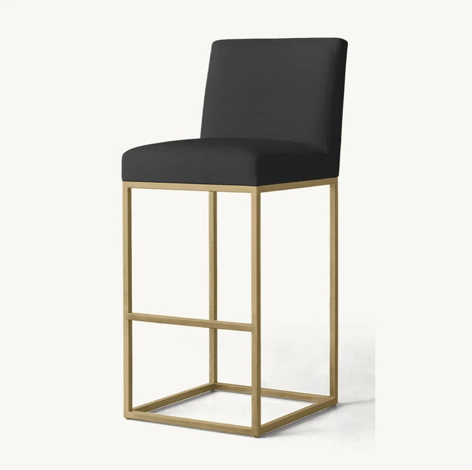 Luxury Armless Bar Stool – Contemporary Fabric Upholstered Designer Seating