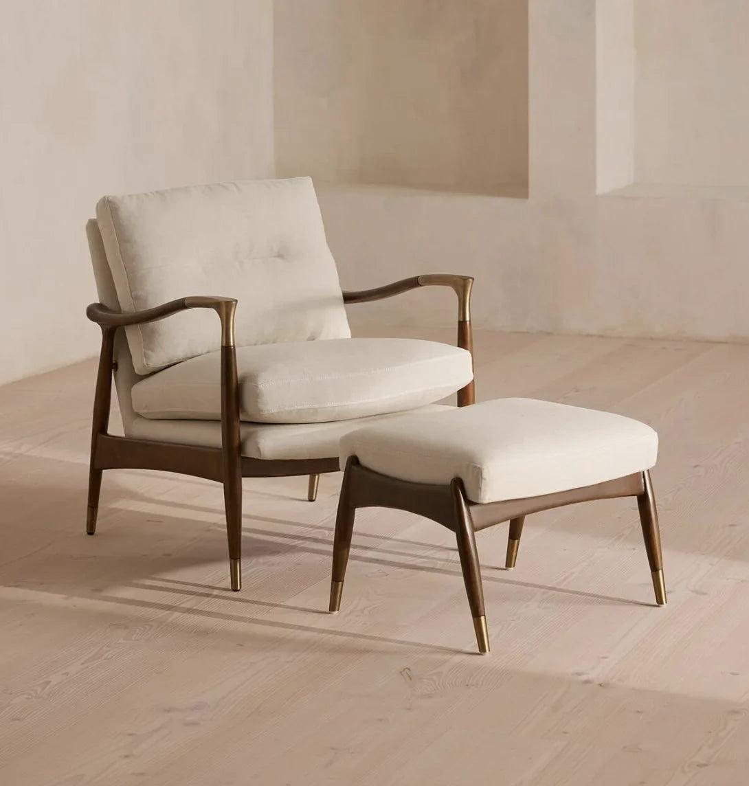 Theodore Mid-Century Tufted Armchair – Solid Oak Statement Piece
