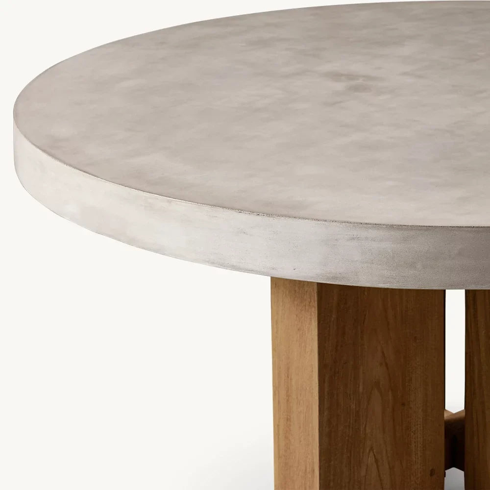 Round Dining Table – Solano Bauhaus Concrete and Teak Statement | 1600947840047