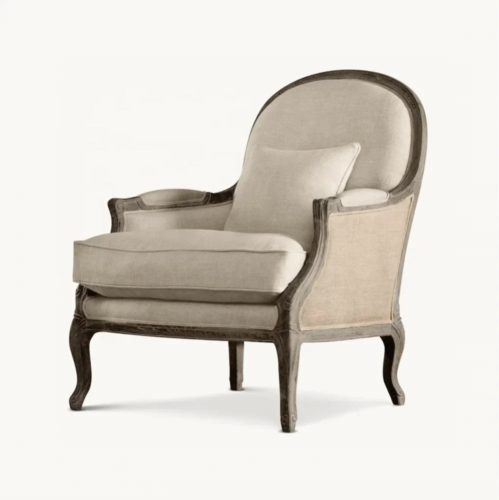 Accent Chair – Rococo Tufted – Linen & Burlap – Lyon – Italian Statement Piece