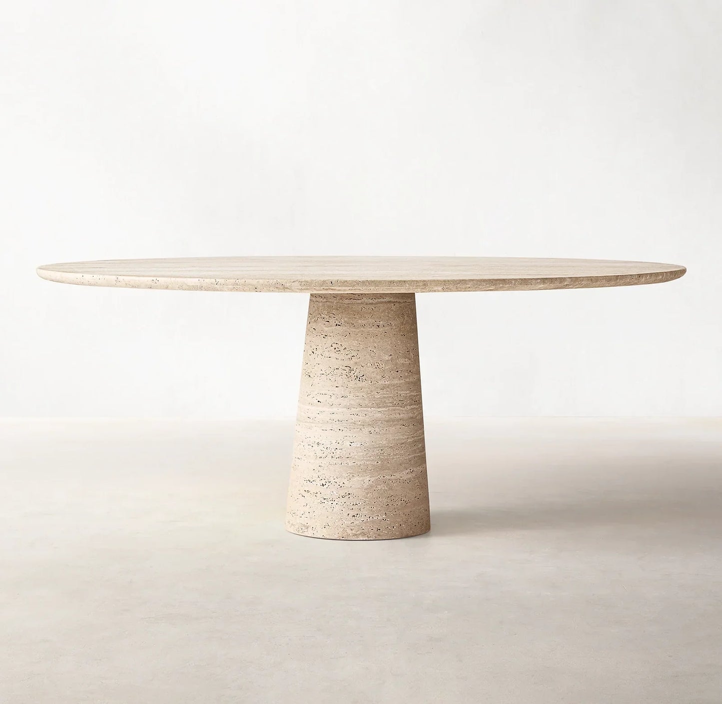 Round Dining Table – Italian Classico Ombra Travertine Sculptural Statement Piece
