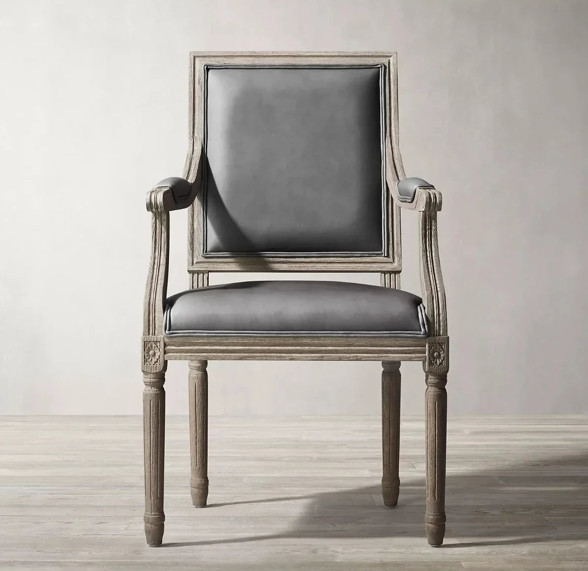 Vintage Leather Dining Armchair – Barrel Seat Solid Oak Statement Piece