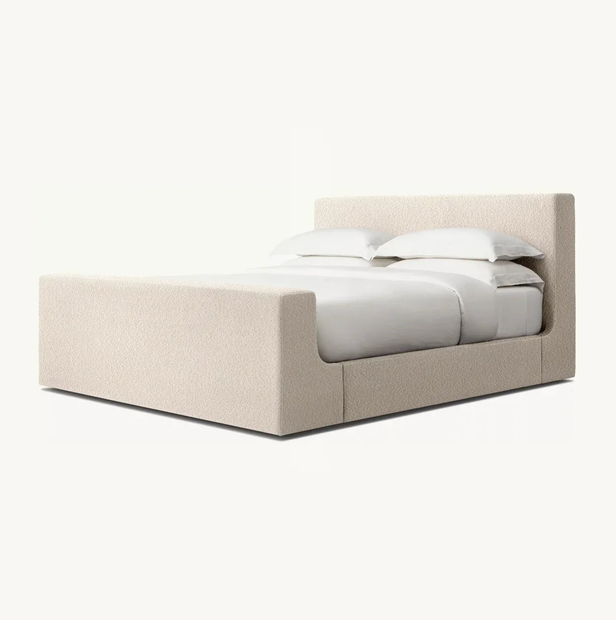 Contemporary Fabric Panel Platform Bed – Slipcovered Luxury Bedroom Statement Piece