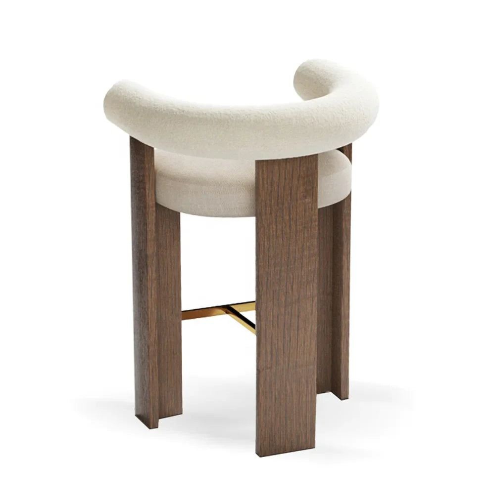 Mid-Century Modern Solid Oak Barstool – Architectural Statement Piece